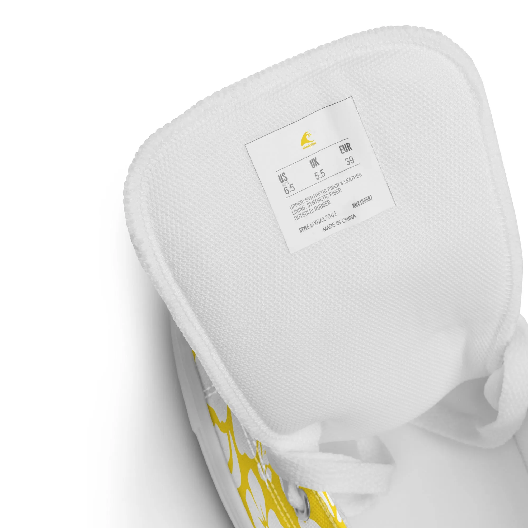 Women's Yellow and White Hawaiian Print High Top Canvas Shoes